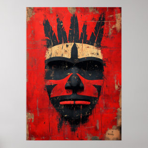 Póster Máscara del Espíritu Guerrero – Poder Tribal Indíg