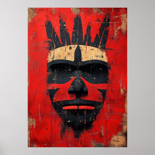 Póster Máscara del Espíritu Guerrero – Poder Tribal Indíg (Frente)