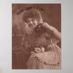 Póster Máscara desenmascarando a un narcisista maltratand