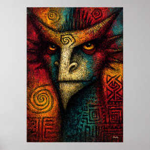 Póster Máscara Espíritu Primordial Abstracto – Tribal exp