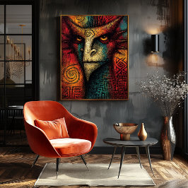 Póster Máscara Espíritu Primordial Abstracto – Tribal exp