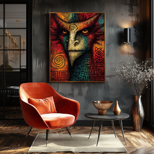 Póster Máscara Espíritu Primordial Abstracto – Tribal exp