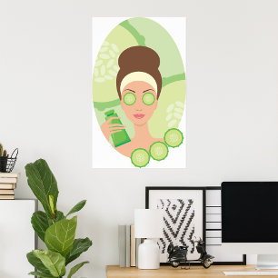 Póster Máscara Facial de Pepino