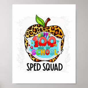 Póster Máscara Facial Día 100 Feliz Equipo Escolar Ed Spe