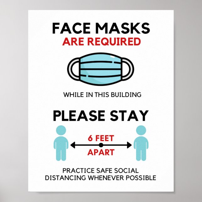 Póster Máscara facial requerida, Poster de distanciamient (Frente)