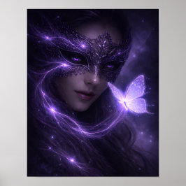 Póster Máscara Fantasía Mariposa Violeta Mística