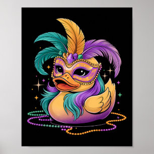 Póster Máscara Fiesta de vaina de pato de goma Mardi Gras