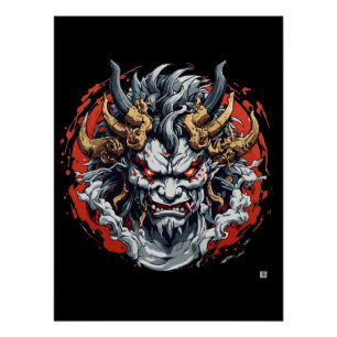 Póster máscara Hannya japonesa