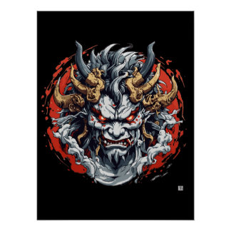 Póster máscara Hannya japonesa