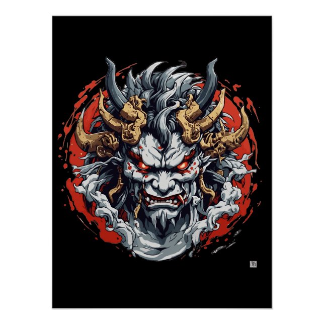 Póster máscara Hannya japonesa (Anverso)