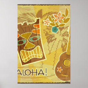 Póster Máscara hawaiana tiki