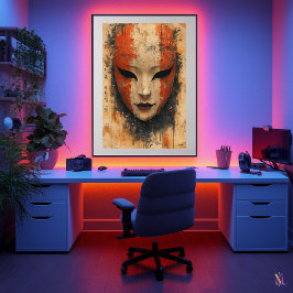 Póster Máscara mística de Noh - Elegancia teatral japones