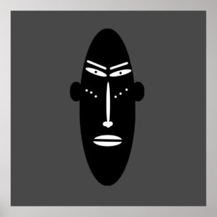 Póster Máscara negra abstracta cara moderna contemporánea