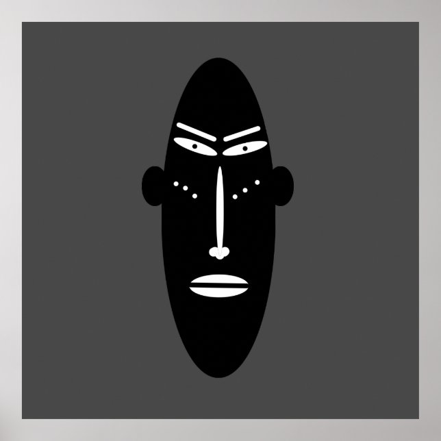 Póster Máscara negra abstracta cara moderna contemporánea (Frente)