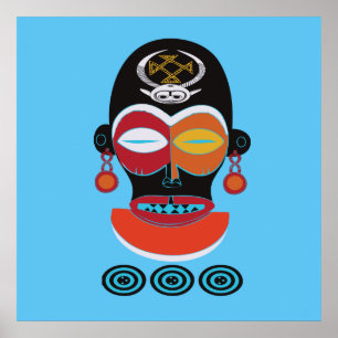 Póster Mascara ornamental de la tribu africana de colores