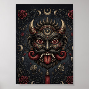 Póster Máscara Protectora Gótica de Halloween Inspirada e