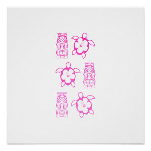 Póster Máscara Rosa Honu Y Tiki