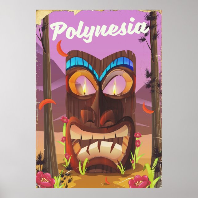 Póster Máscara Tiki de Polinesia (Frente)