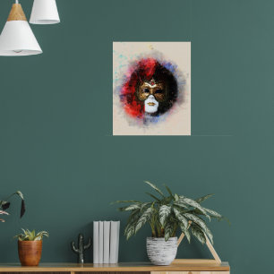 Póster máscara veneciana de carnaval