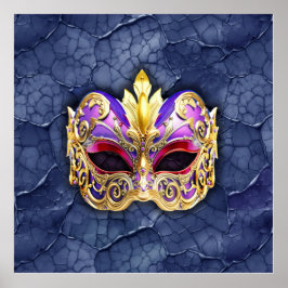 Póster Máscara veneciana decorativa sobre la Marina negra