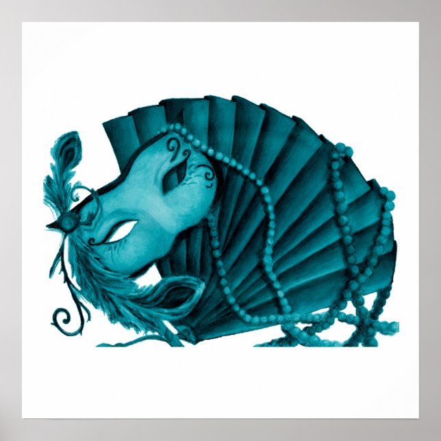 Póster Mascarada en Poster Verde azulado (Frente)