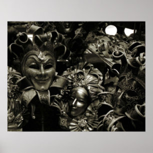 Póster Mascaradas góticas oscuras de máscaras negras