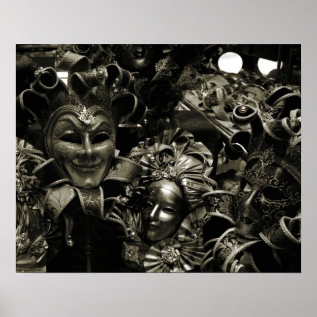 Póster Mascaradas góticas oscuras de máscaras negras (Frente)