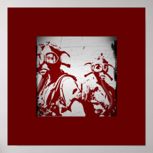 Póster Máscaras de gases rojos de sangre