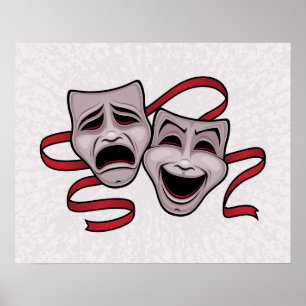 Póster Máscaras De Teatro De Comedia Y Tragedia