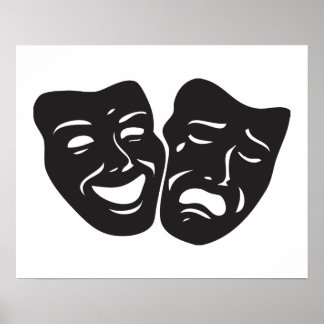 Póster Máscaras de teatro de tragedia de comedia