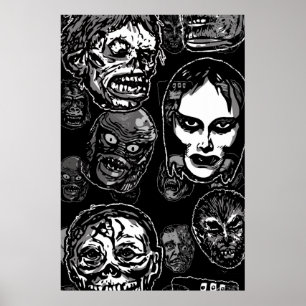 Póster Máscaras del monstruo de la película de terror