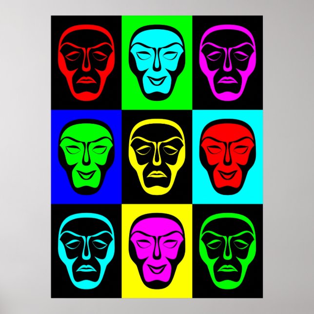 Póster Máscaras teatrales de humor y tragedia (Frente)