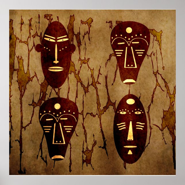 Póster máscaras tribales auténticas (Frente)