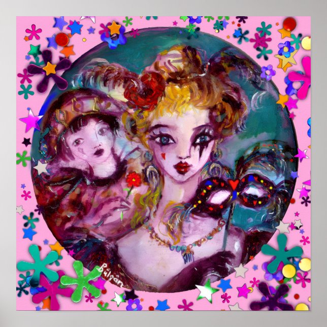 PÓSTER MÁSCARAS VENECIANAS DE CARNAVAL DE SAN VALENTÍN (Frente)