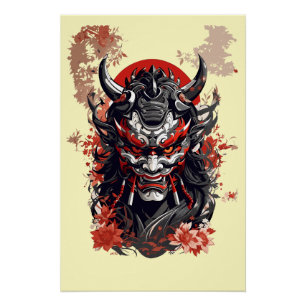 Póster Mascarilla Hannya japanese 3