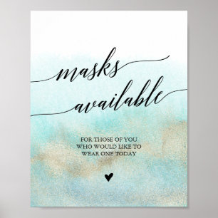 Póster Mascarillas acuáticas y doradas disponibles Rótulo