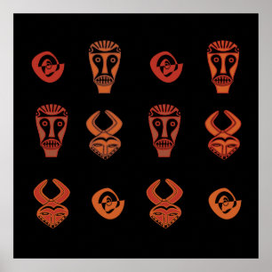 Póster mascarillas decoradas por tribus africanas