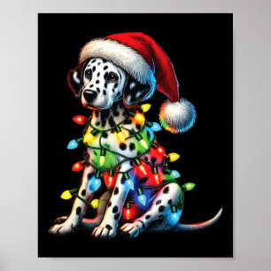 Póster Mascota Animal Avers Dalmatian Dog Santa Hat Chris