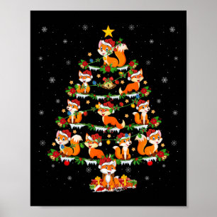 Póster Mascota Animal Xmas enciende el árbol navideño de
