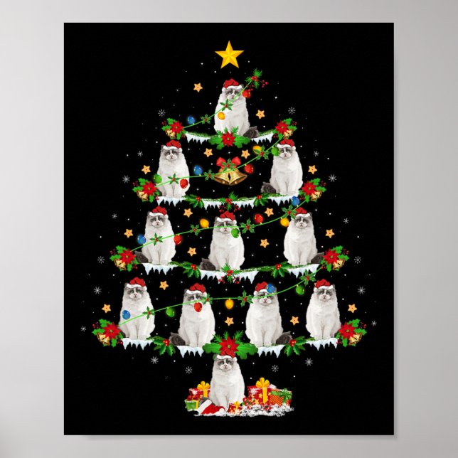 Póster Mascota Animal Xmas ilumina a Navidades gatos de S (Frente)