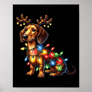 Póster Mascota Animales Amantes De Los Renos De Dachshund