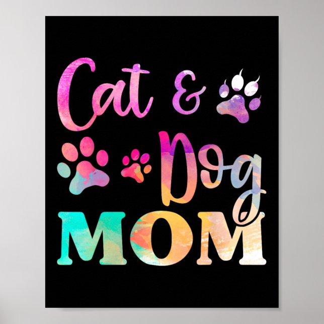 Póster Mascota Cat Dog Mom Shirt Para Mujeres (Frente)