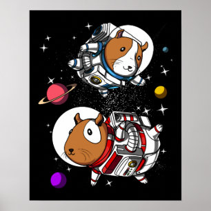 Póster Mascota cósmico del Cavy de los astronautas de lo