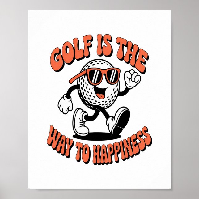 Póster Mascota de bolas de golf alegre (Frente)