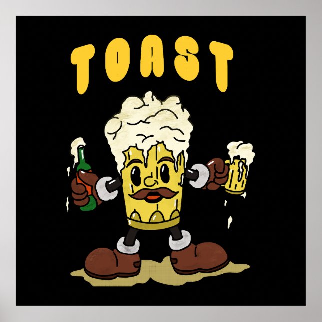 Póster Mascota de brindis con cerveza (Frente)