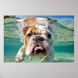 Póster Mascota de Bulldog inglés Perro juego de diversión