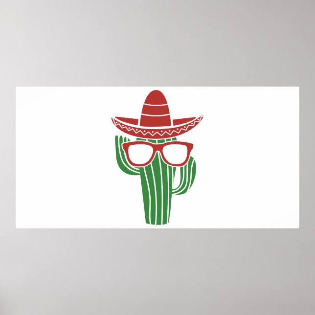 Póster Mascota de cactus de Guay con gorra y gafas en (Frente)