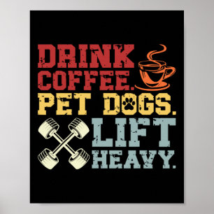 Póster Mascota de café de elevación de pesas Perros Levan