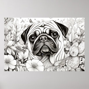 Póster Mascota de dibujo de dibujos de dibujos de dibujos