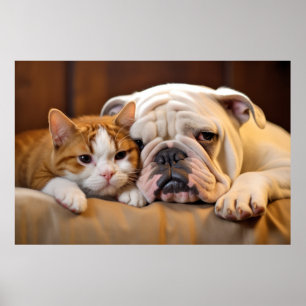 Póster Mascota de gato Bulldog inglés Belleza animal calu